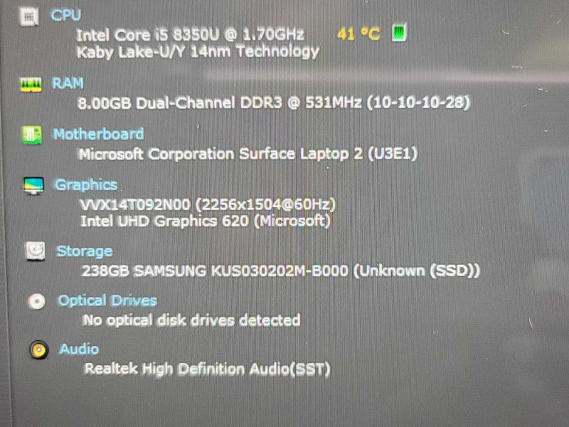Microsoft Surface Laptop 2 | i5-8350U| 8GB DDR3| 256GB SSD  QÎ²