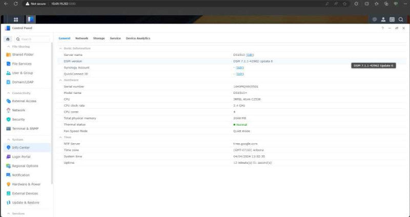 Synology DS1515+ 5 Bay NAS Disk Station, 5x1TB 3.5HDD, 2GB RAM