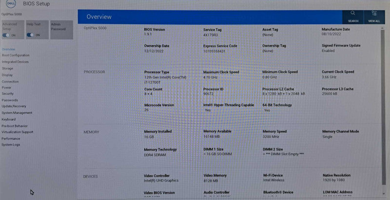 Dell OptiPlex 5000 Micro| i7-12700T 4.7GHz 12C, 16GB DDR4, 256GB NVMe, WiFi 6