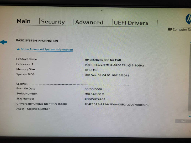 HP EliteDesk 800 G4, Core i7-8700 3.2GHz, 8GB, 2TB HDD, GEFORCE GTX 1060  _