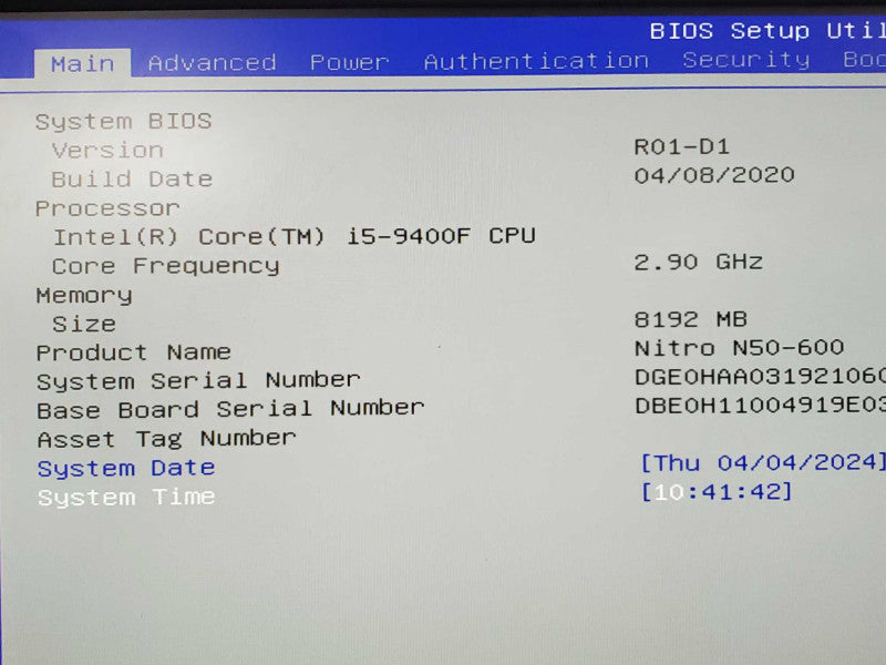 Acer Nitro N50-600 PC Tower i5-9400F 2.9GHz, 8GB DDR4, GTX1050 2GB, No HDD |