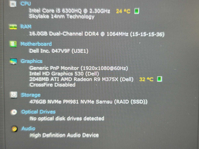 Dell Precision 7710 | i5-6300HQ| 16GB DDR4| Radfeon R9 M275X| 512GB SSD |READ Î²