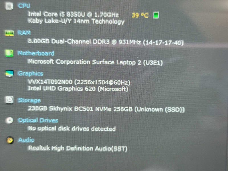 Microsoft Surface Laptop 2| i5-8350U| 8GB DDR3| 256GB SSD W/ DOCK Î²