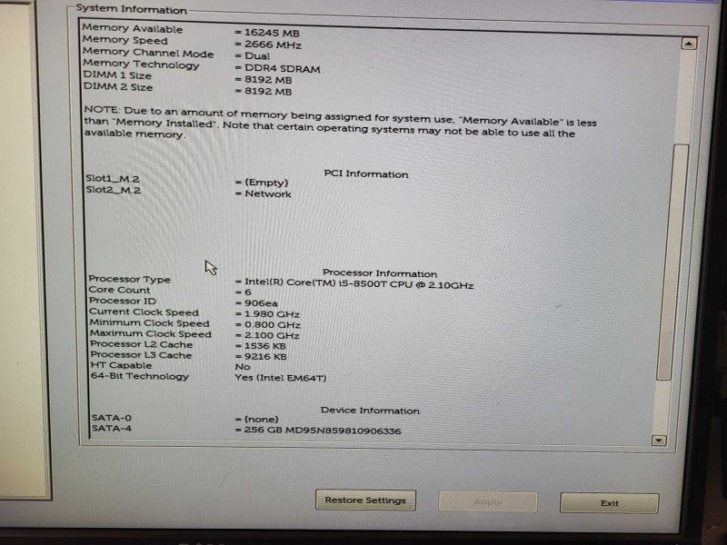 Dell OptiPlex 7060 USFF Intel i5 8500T 2.10GHz 16GB RAM 256GB M.2 Q$