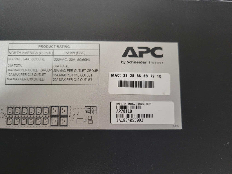 APC AP7811B 208V Metered PDU Rack - Black _