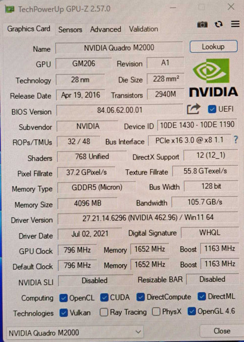 NVIDIA Quadro M2000 | 4GB GDDR5 Graphics Card | 4x Display Port