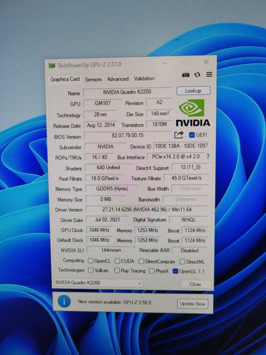 NVIDIA QUADRO K2200 4GB PCIE !