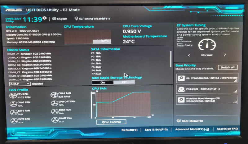 Custom/Asus Tower, Core I7-5820K 3.3GHz, 64GB DDR4, 2TB HDD, Quadro K2200 SEE _