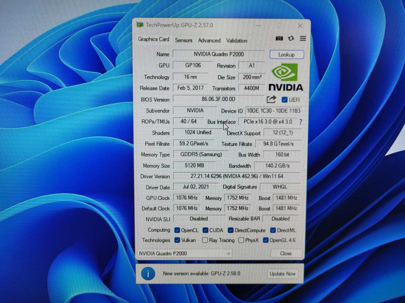 NVIDIA Quadro P2000 5GB GDDR5 Graphics Card | 4x DisplayPort $