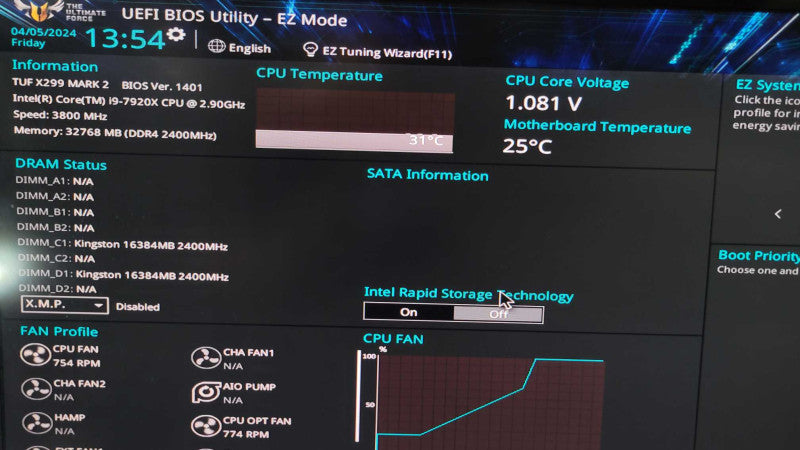 Intel Core i9-7920X | ASUS TUF X299 MARK 2 | 32GB RAM | M.2 | I/O Plate %