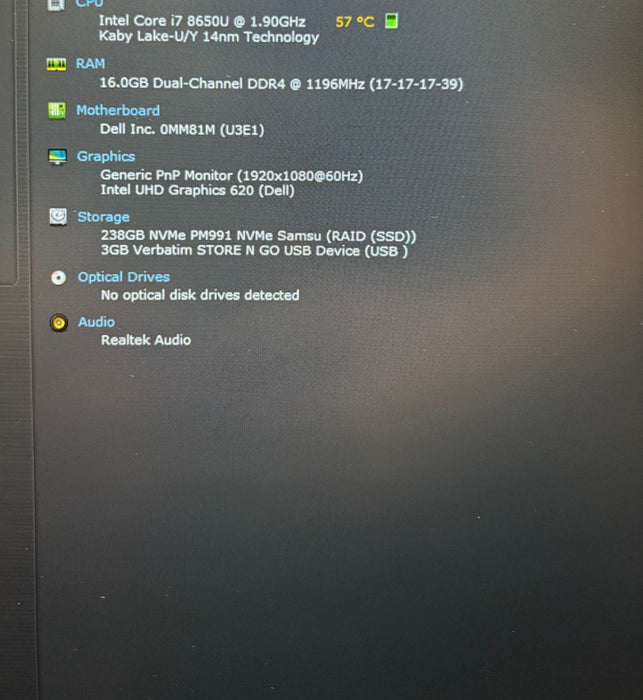 Dell Latitude 5590 Intel Core i7-8650U@1.9GHz 16GB RAM 256GB SSD Q