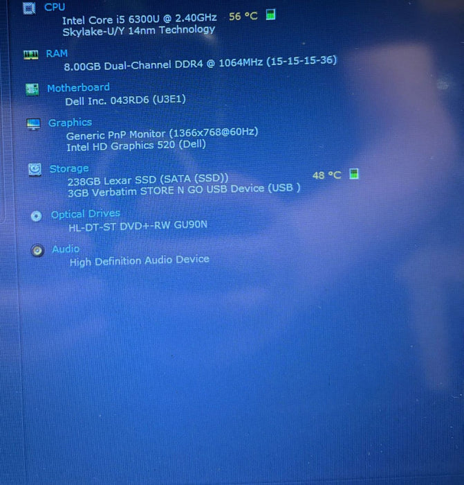 Dell Latitude 5414 \\"Rugged\\" Intel core i5-6300U@2.4GHz 8GB RAM 256GB SSD READ