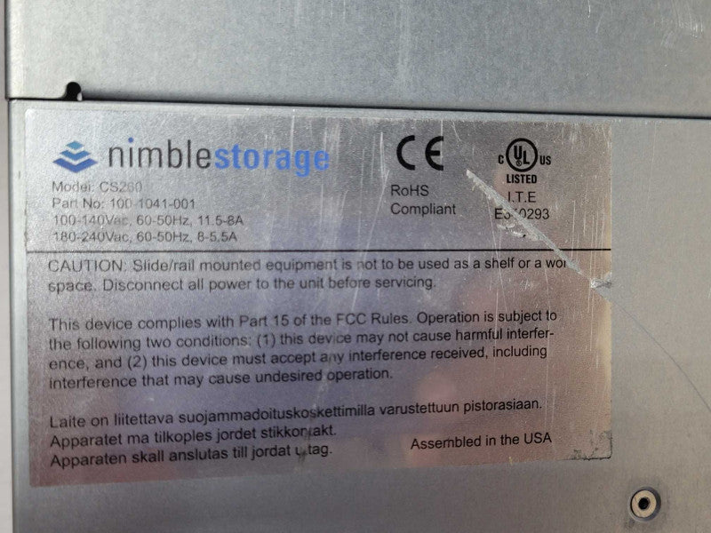 HP Nimble Storage CS260 36TB SAN 16x 4TB SAS HDD 2x controllers, 2x PSU, READ _