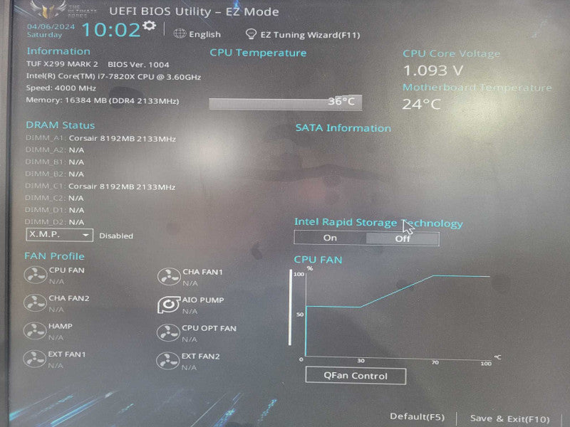 Custom PC Asus TUF X299 Mark 2 Motherboard  i7-7820X @ 3.60GHz , 16GB DDR4 !