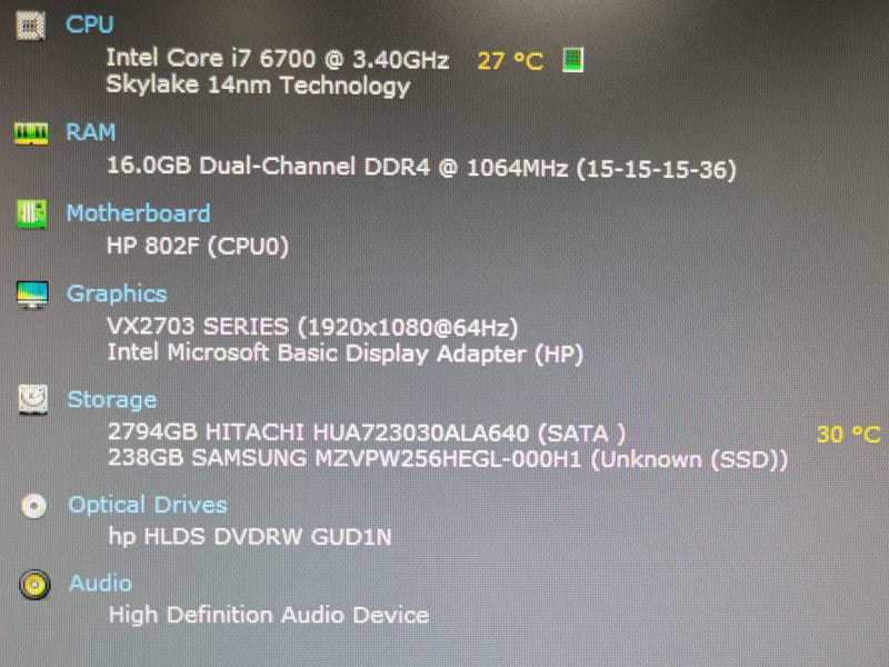 HP Z240 Tower WS Core i7-6700 3.40GHz 16GB DDR4, 256GB M.2 and 3TB HDD Q_