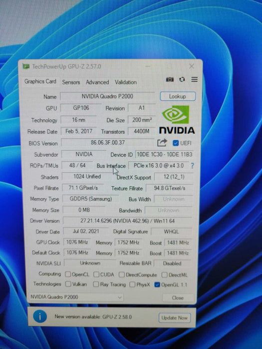 NVIDIA Quadro P2000 5GB GDDR5 Graphics Card | 4x DisplayPort !