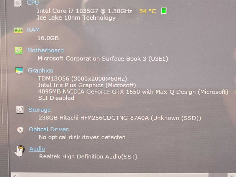 Microsoft Surface Book 3 Core i7-1035G7 1.3GHz, 16GB, GTX 1650, 256GB SSD SEE _
