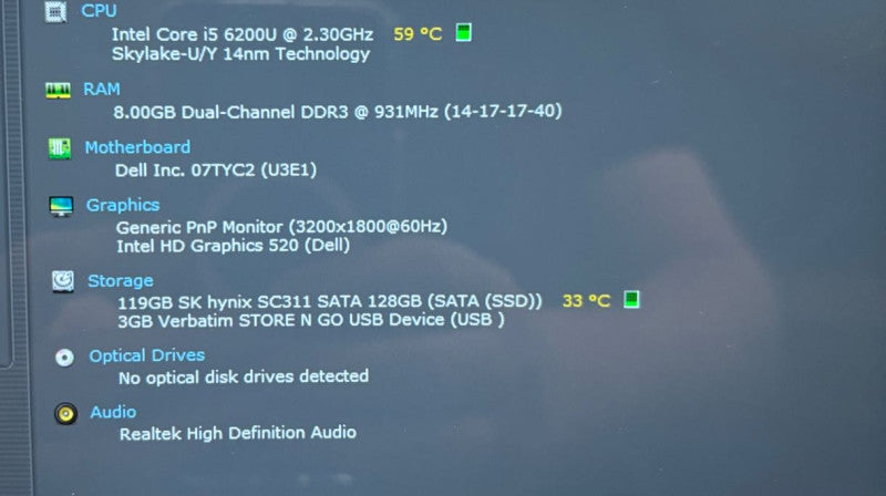 Dell XPS 13 9350 TOUCH Intel core i5-6200U@2.3GHz 8GB RAM 128GB SSD
