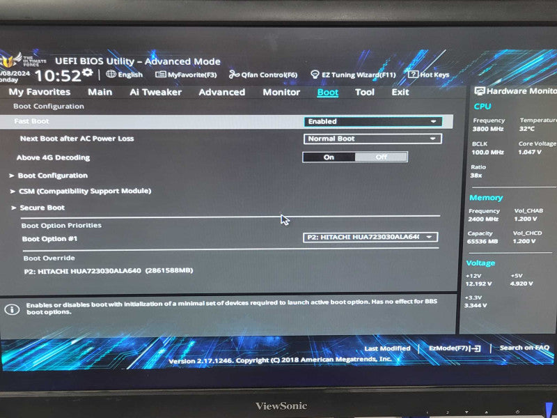 Custom/ASUS TUF X299 Mark 2, Core i9-7920X 2.9GHz, 64GB DDR4, 3TB HDD READ _