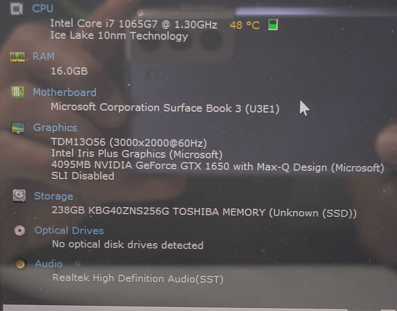 Microsoft Surface Book 3 Core i7-1065G7 1.3GHz, 16GB, GTX 1650, 256GB SSD _