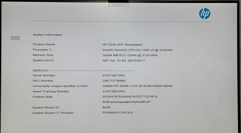 HP Z240 SFF Xeon E3-1240v5 3.50GHz, 16GB DDR4, 256GB Nvme, Quadro K620