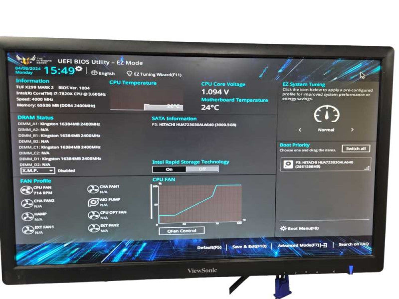 Custom/ASUS TUF X299 Mark 2, Core i7-7820X 3.6GHz, 64GB DDR4, 3TB HDD READ _
