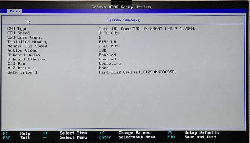 Lenovo ThinkCentre M720q, Core i5-8400T 1.70 GHz, 8 GB RAM, 256 GB SSD, WiFi