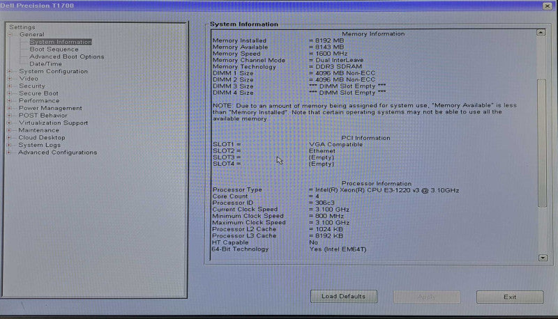 Dell Precision T1700 | Xeon E3-1220 v3 @ 3.10GHz 8GB Ram, No HDD/OS
