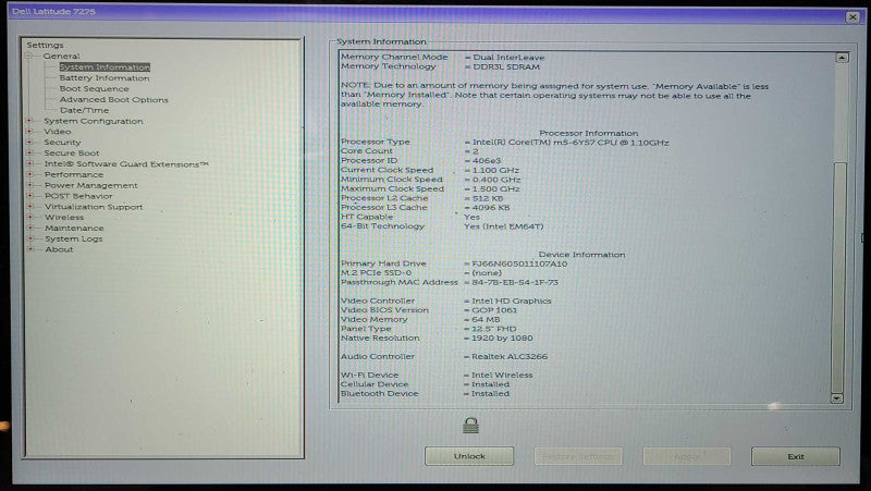 Dell Latitude 7275, Core m5-6Y57 1.1GHz, 8GB, 256GB SSD, Read
