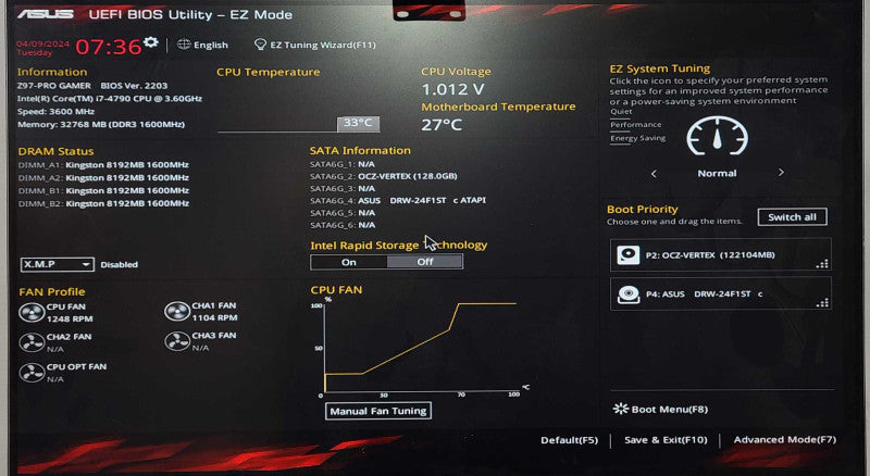 Custom PC/Asus Z97-Pro Gamer w/ Intel i7-4790 3.60GHz, 32GB RAM, 128GB SSD