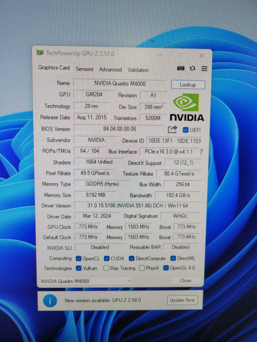 NVIDIA Quadro M4000 | 8GB GDDR5 PCIe Graphics Card | 4x DisplayPort !