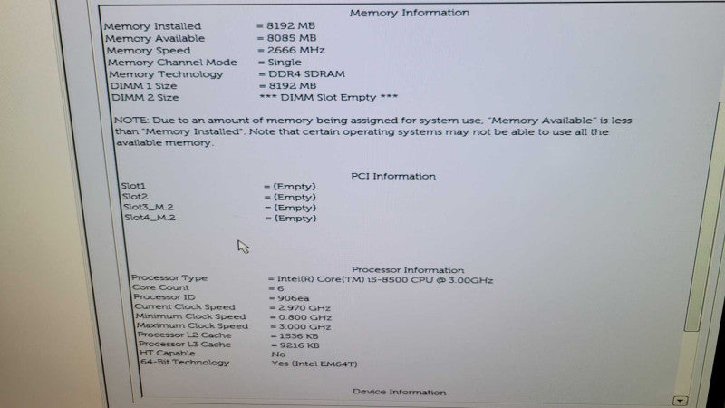 Dell OptiPlex 3060 - Core i5-8500 | 8GB RAM | 256GB SSD