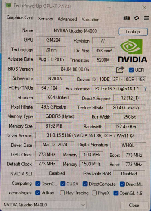 NVIDIA Quadro M4000 | 8GB GDDR5 PCIe Graphics Card | 4x DisplayPort