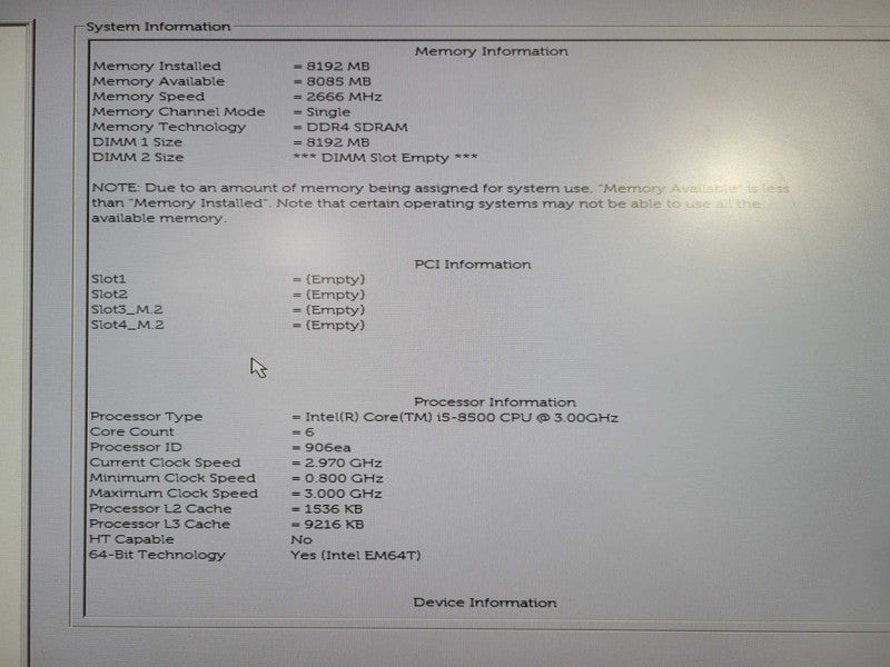 Dell OptiPlex 3060 SFF | i5-8500 @ 3.00GHz 6C, 8GB DDR4, 256GB NVMe !