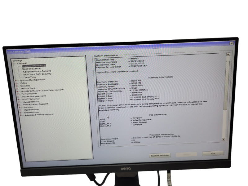 Dell Optiplex 7060 SFF Intel i7-8700 8GB DDR4 256GB NVME 2TB HDD &