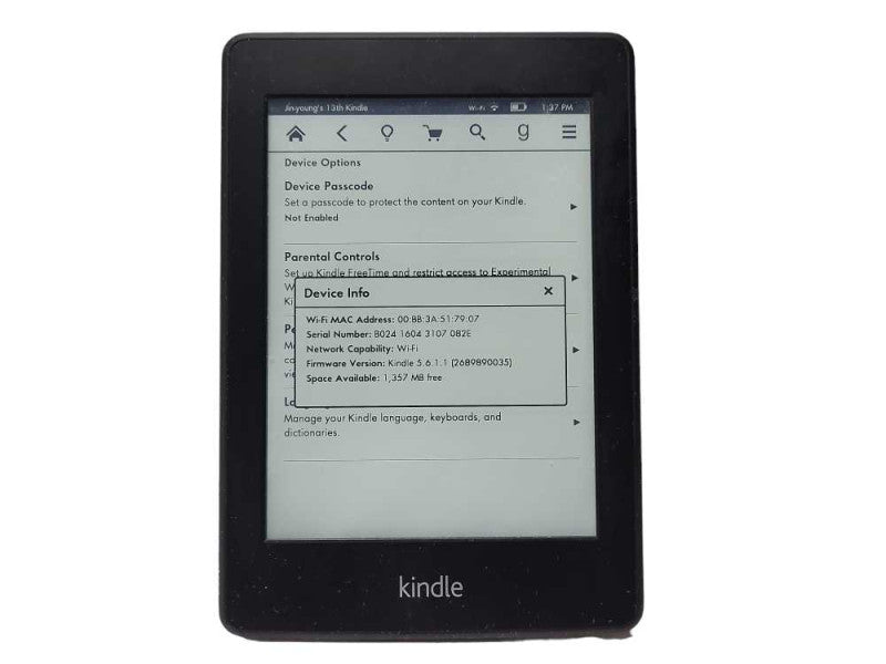 Amazon Kindle Paperwhite (5th Generation) Wi-Fi, 6in $