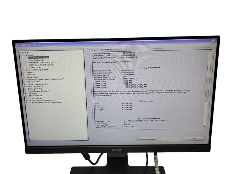 Dell Optiplex SFF 7070 i5-9500 @ 3.00ghz / 16gb ram 256GB NVME 4TB HDD &