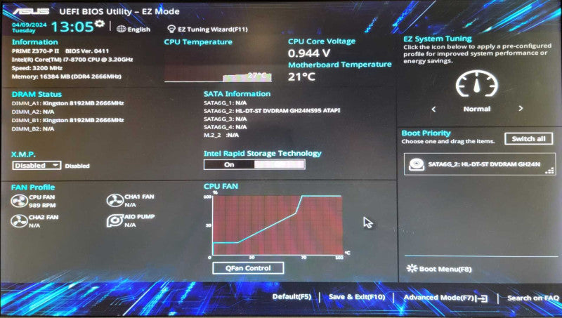Custom PC i7-8700 3.2GHz 16GB RAM Asus PRIME Z370-P II 750W PSU NO HDD