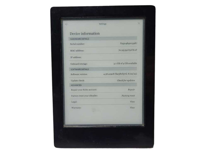 Kobo Aura H2O 4GB eBook Reader $