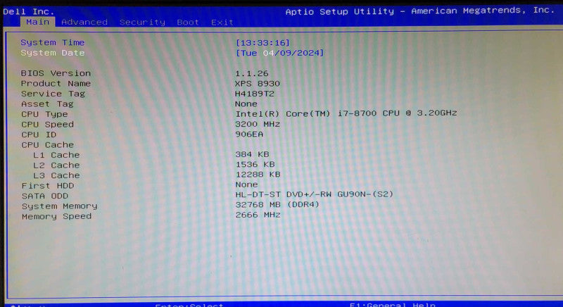 DELL XPS 8930 i7 8700 3.2GHz 32GB DDR4 NO HDD/SDD