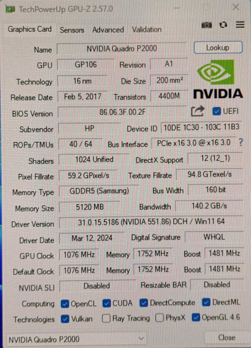 NVIDIA Quadro P2000 | 5GB GDDR5 Graphics Card | 4x DisplayPort