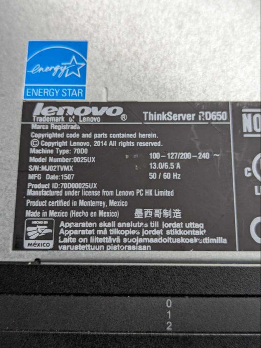 Lenovo ThinkServer RD650 Intel Xeon E5-2630 v3 @ 2.40GHz, 32GB RAM  -