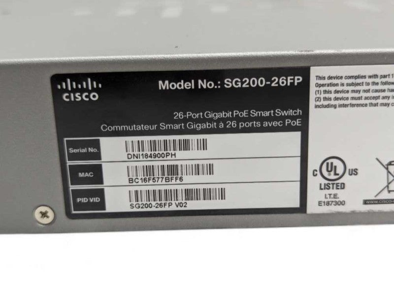 Cisco SG200-26FP 26-port Gigabit PoE Smart Switch  Q-
