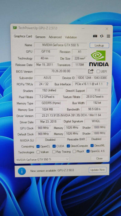 ASUS NVIDIA GTX 550Ti 1GB PCIE %