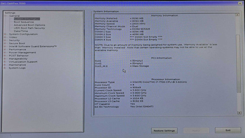 Dell OptiPlex 7050 SFF | i7-7700 @ 3.60GHz 4C, 8GB DDR4, 256GB NVMe