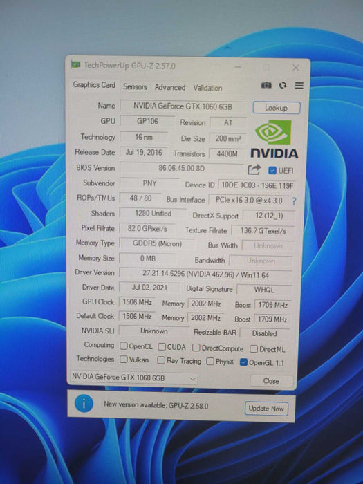 PNY GeForce GTX 1060 6GB GDDR5 Graphics Card (VCGGTX10606PB) !