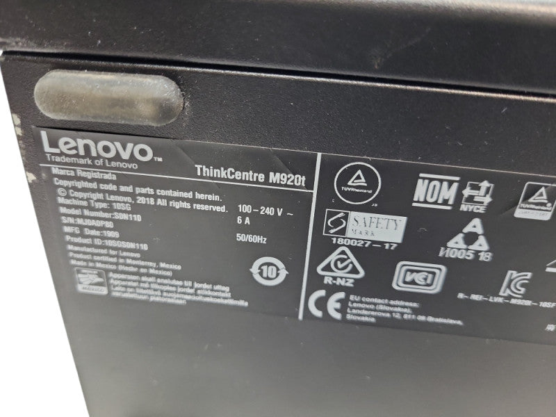LENOVO M920T  Mini Tower PC i5-8500 8GB DDR4 NO HDD &