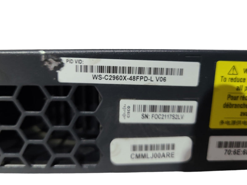 Cisco Catalyst 2960X WS-C2960X-48FPD-L 48-Port Gigabit Managed PoE+ Ethernet