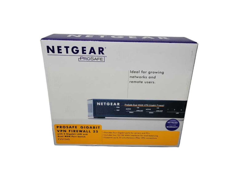 NETGEAR PROSAFE VPN FIREWALL 25 W/ 4 PORT GIGABIT LAN, DUAL WAN, FVS124G %