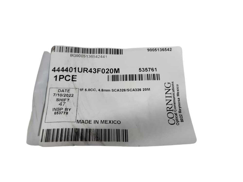 Corning Fiber Optic Cable Assembly 1f 5.0cc 4.8mm Sca326/sca326 20m BAG Q%